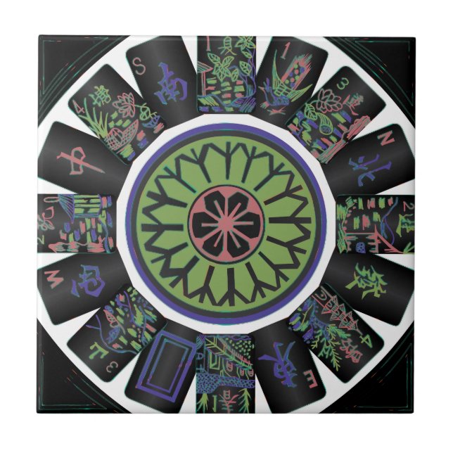 Mah Jongg One Dot Black Tile Fliese (Vorderseite)