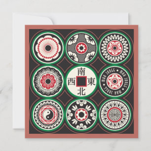 Mah Jongg One Dots Coin Flat Card Feiertagskarte