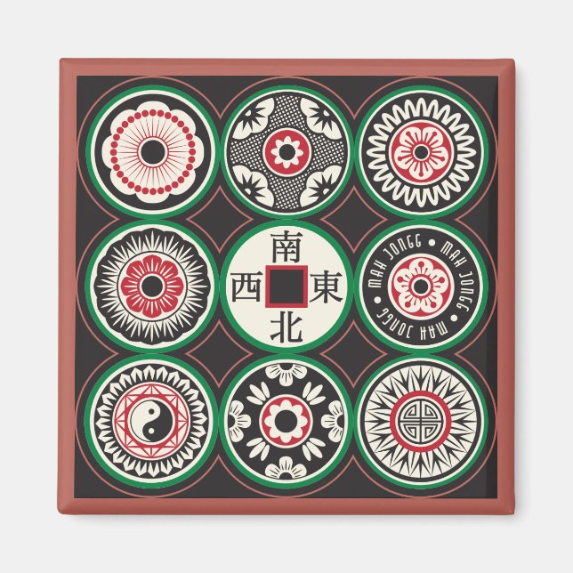 Mah Jongg One Dots Coin Magnet Card (Vorne)