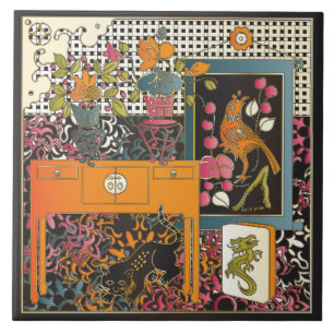 Mah Jongg Orange Table Fliese