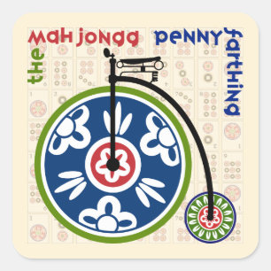 Mah Jongg Pennyfarthing Quadratischer Aufkleber