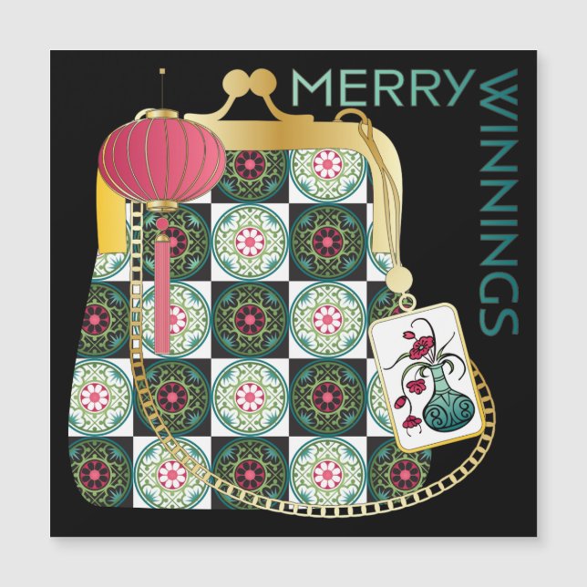 Mah Jongg Purse Holiday Magnet Card (Vorderseite)