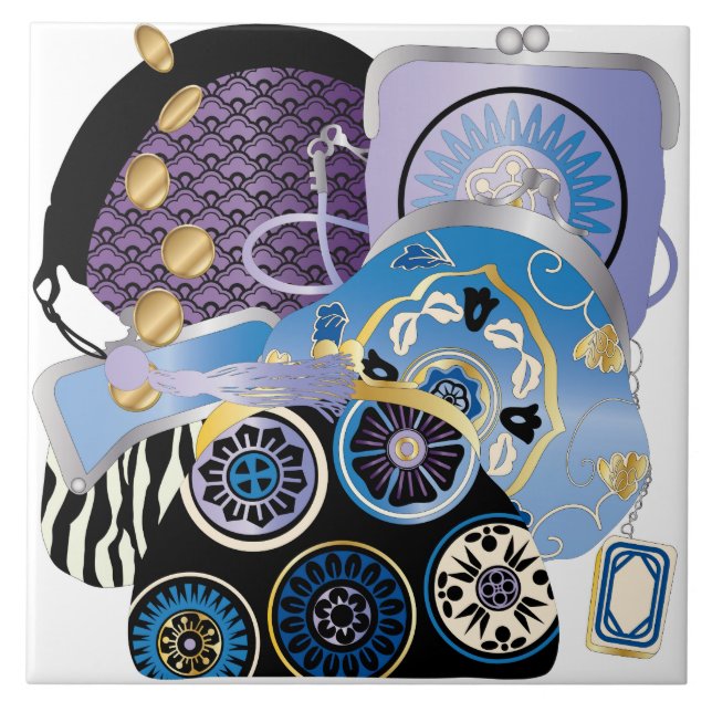 Mah Jongg Purses Blue Tile Fliese (Vorderseite)
