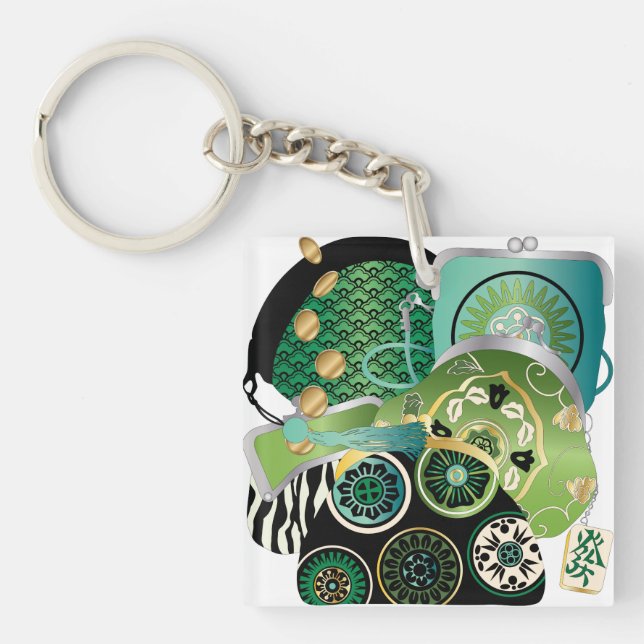 Mah Jongg Purses Green/Red Schlüsselanhänger (Vorderseite)