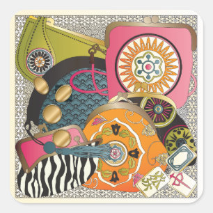 Mah Jongg Purses Quadratischer Aufkleber