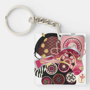 Mah Jongg Purses Red/Blue Schlüsselanhänger