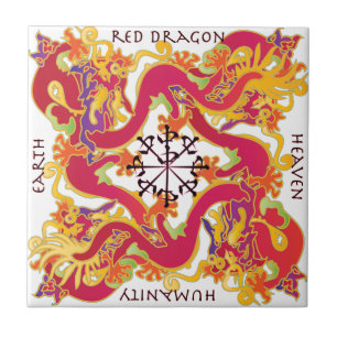 Mah Jongg Red Dragon Tile Fliese