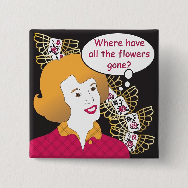 Mah Jongg Redewendungen Blume Button (Vorderseite)