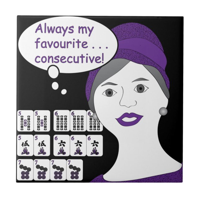 Mah Jongg Redewendungen ConsecExecutive Tile Fliese (Vorderseite)