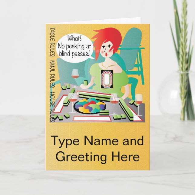 Mah Jongg Redewendungen Flüchtige Blick Pass Karte (Vorderseite)