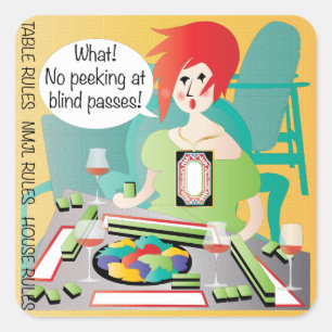 Mah Jongg Redewendungen Flüchtige Blick Pass Quadratischer Aufkleber