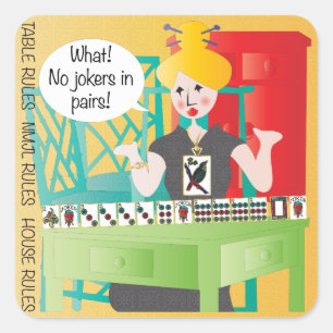 Mah Jongg Redewendungen Keine Joker Quadratischer Aufkleber