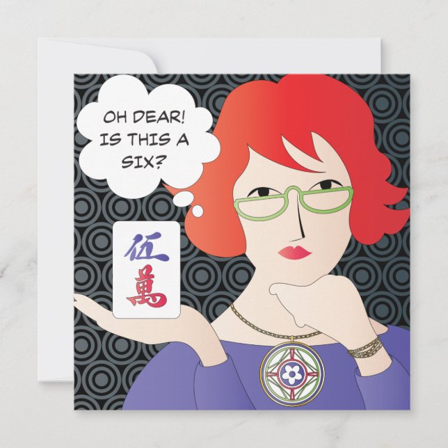 Mah Jongg-Redewendungen knackt Flat Card Einladung (Vorderseite)