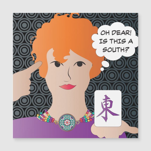 Mah Jongg Redewendungen Winds Magnet Card (Vorderseite)