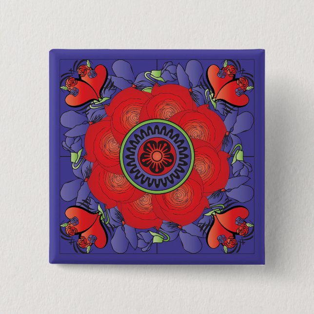 Mah Jongg Rose Button (Vorderseite)