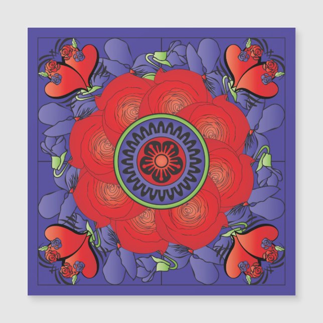 Mah Jongg Rose Magnet Card (Vorderseite)