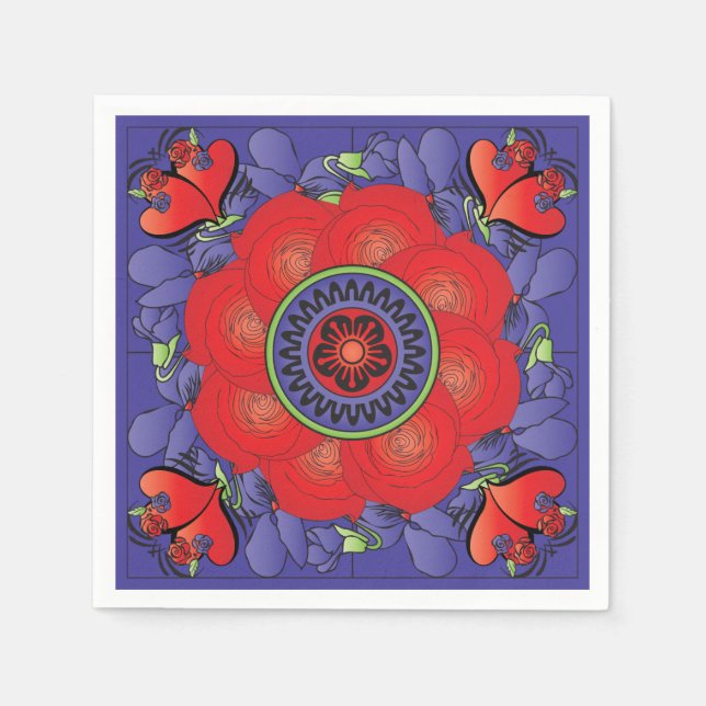 Mah Jongg Rose Napkins Serviette (Vorderseite)