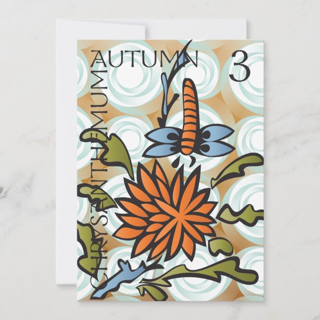 Mah Jongg Saasons Autumn Flat Card Dankeskarte (Vorderseite)