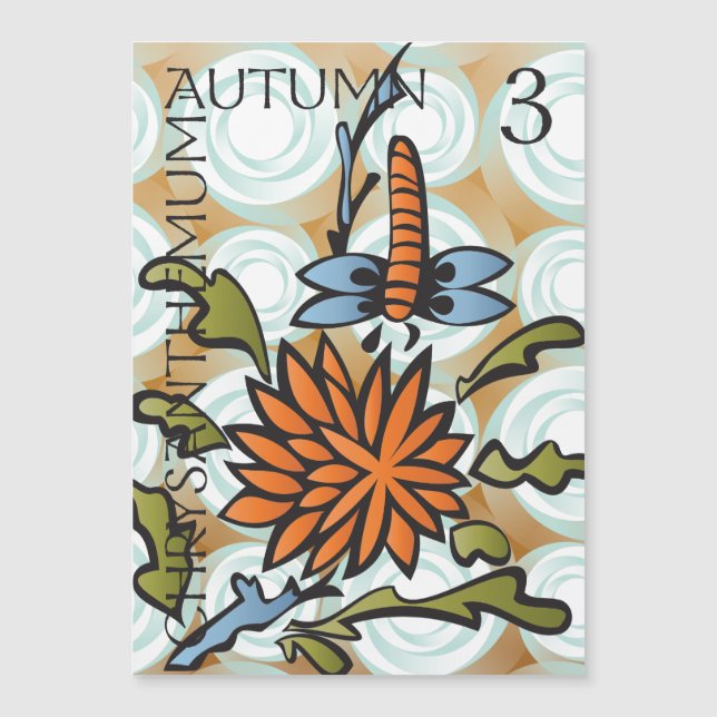 Mah Jongg Saasons Autumn Magnet Card (Vorderseite)