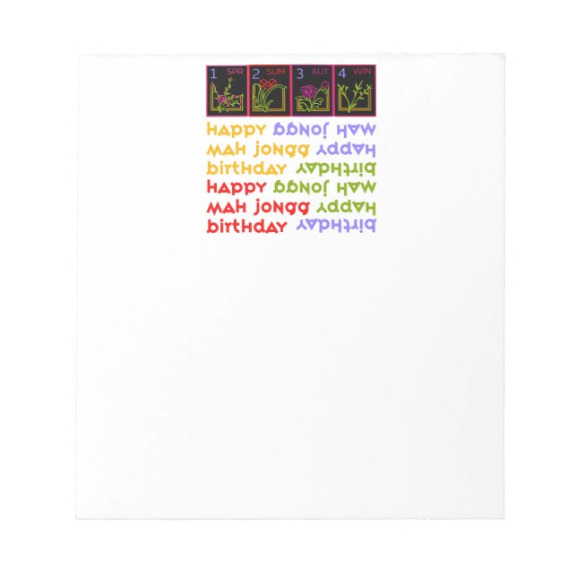Mah Jongg Seasons Birthday Notepad Notizblock (Vorderseite)