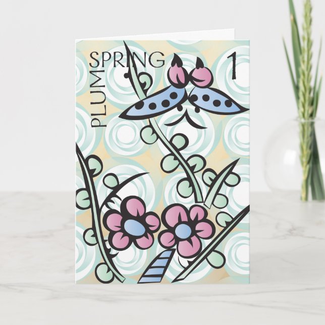 Mah Jongg Seasons Spring Card Dankeskarte (Vorderseite)