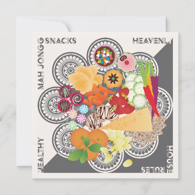 Mah Jongg Snacks Flat Card Einladung (Vorderseite)
