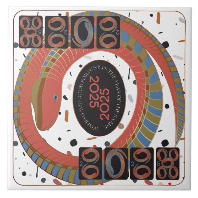 Mah Jongg Snake 2025 Keramik Tile Fliese (Vorderseite)