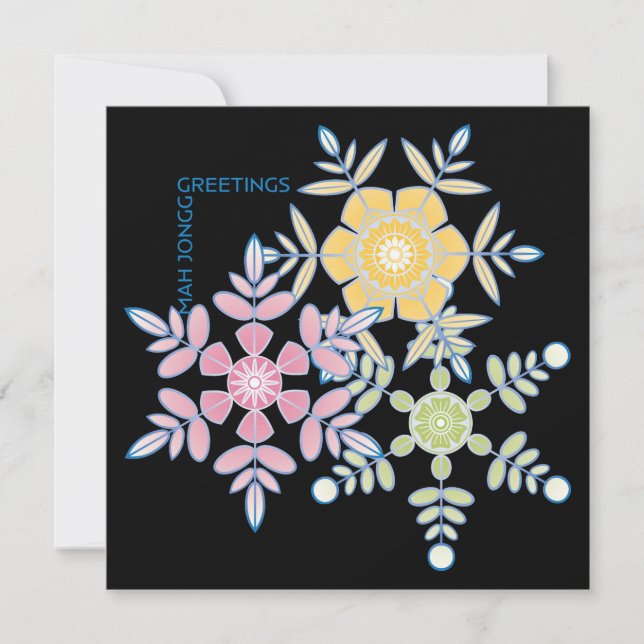 Mah Jongg Snowflake Greetings Flat Card Einladung (Vorderseite)
