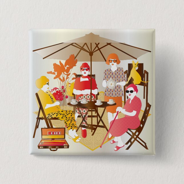 Mah Jongg Tea Party Button (Vorderseite)