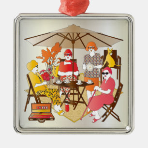 Mah Jongg Tea Party Silbernes Ornament