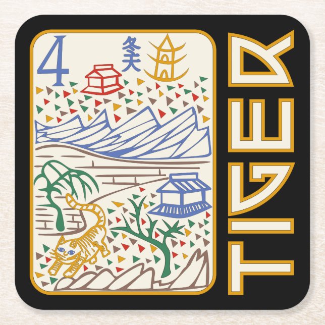 Mah Jongg Tiger Tile Untersetzer (Vorderseite)
