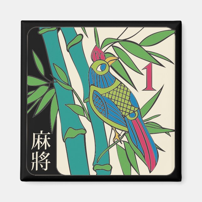 Mah Jongg Tiles Bird Magnet (Vorne)