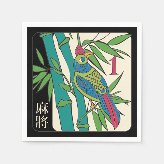 Mah Jongg Tiles Bird Napkins Serviette (Vorderseite)
