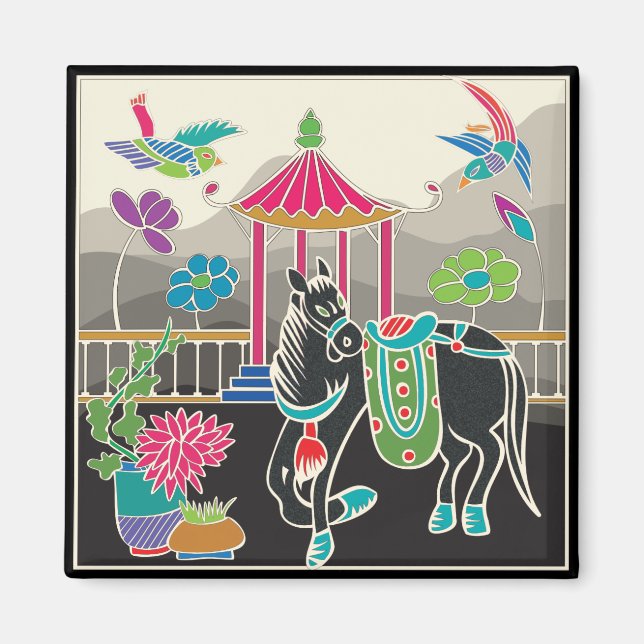 Mah Jongg Tiles Horse Magnet (Vorne)