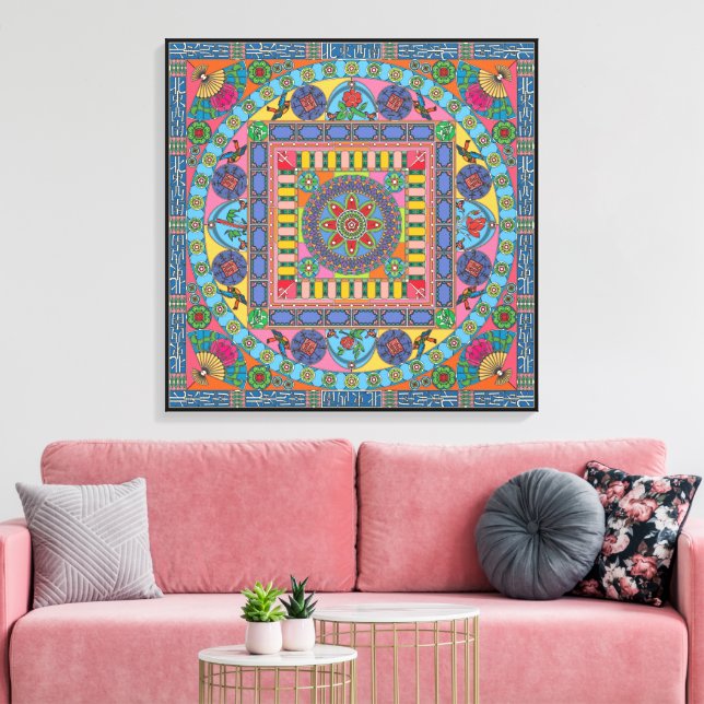 Mah Jongg Tiles Mandala Leinwand (Insitu (Wohnzimmer))