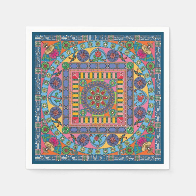 Mah Jongg Tiles Mandala Napkins Serviette (Vorderseite)