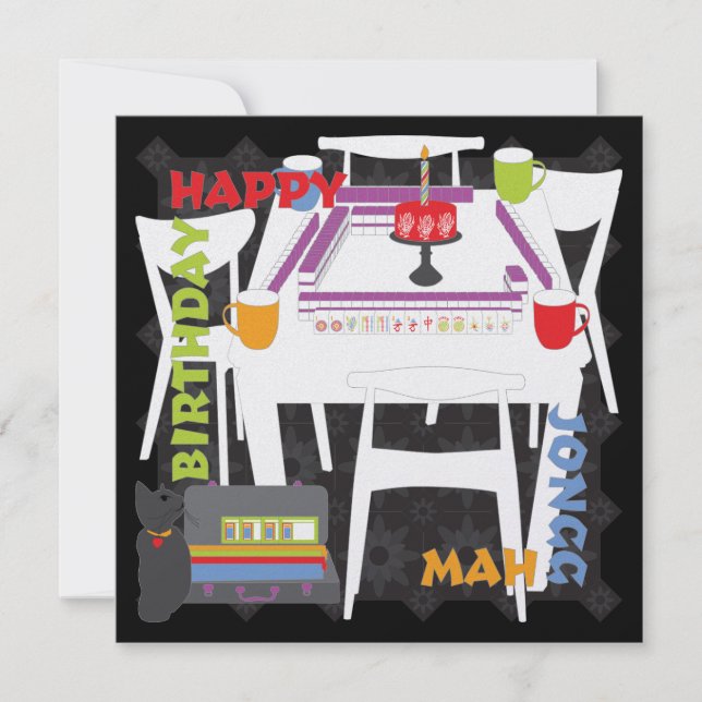 Mah Jongg Tiles und Table Flat Card Einladung (Vorderseite)