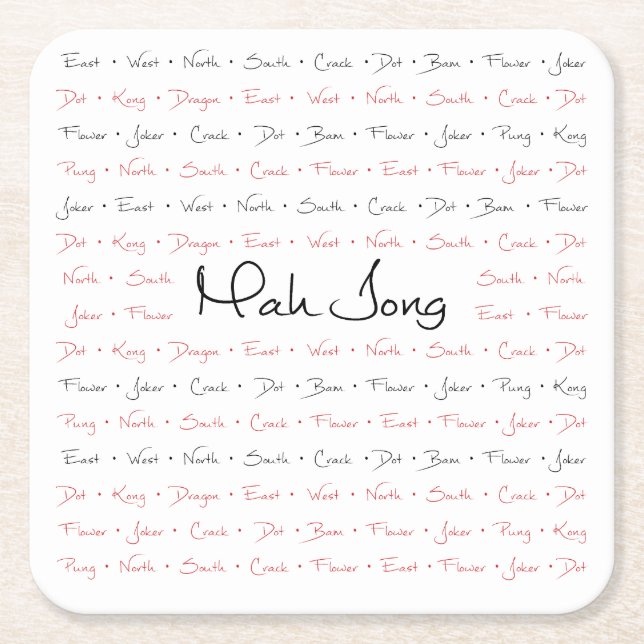 Mah Jongg-Untersetzer Rechteckiger Pappuntersetzer (Vorderseite)