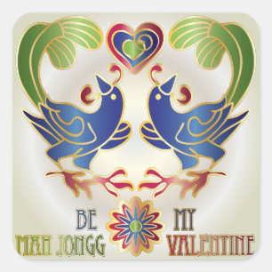 Mah Jongg Valentine Be My MJ Valentine Quadratischer Aufkleber