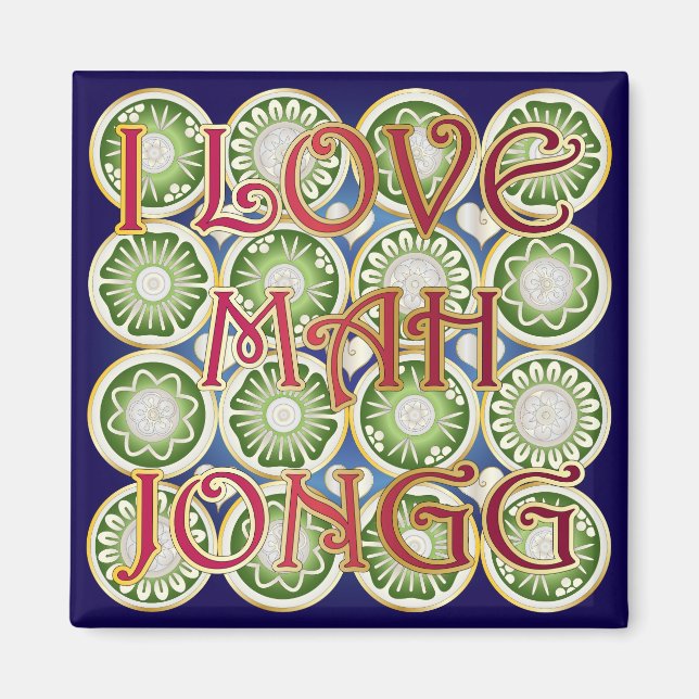 Mah Jongg Valentine I Liebe MJ Magnet (Vorne)