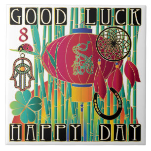 Mah Jongg Viel Glück Happy Day Fliese