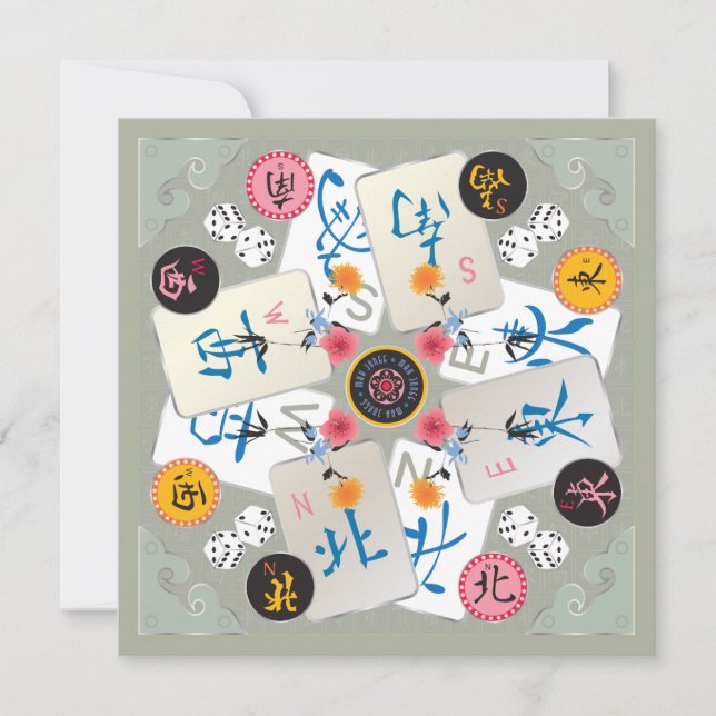 Mah Jongg Winds Flat Card Mitteilungskarte (Vorderseite)