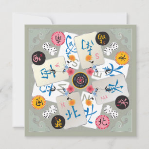 Mah Jongg Winds Flat Card Mitteilungskarte