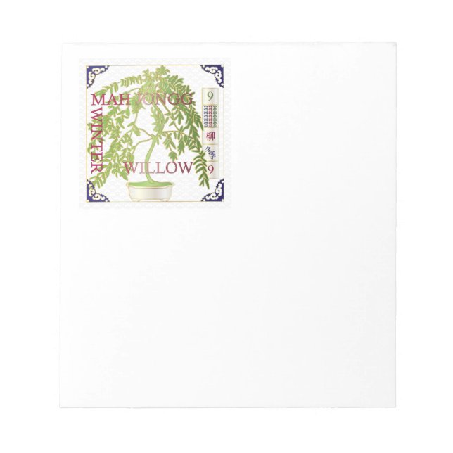Mah Jongg Winter Willow Notizblock (Vorderseite)