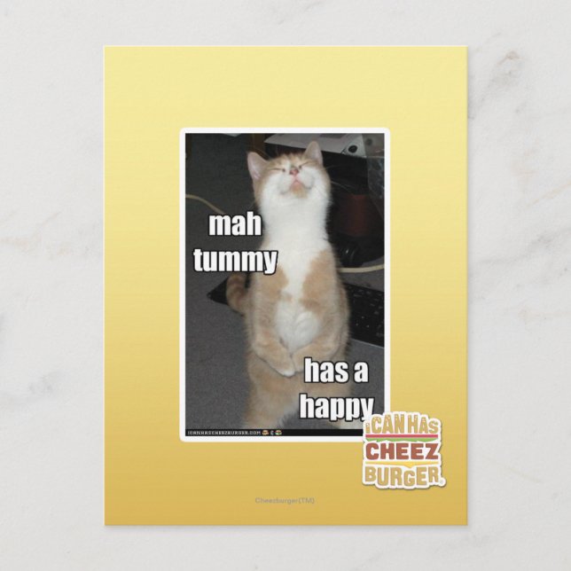 Mah Tummy hat glücklich Postkarte (Vorderseite)