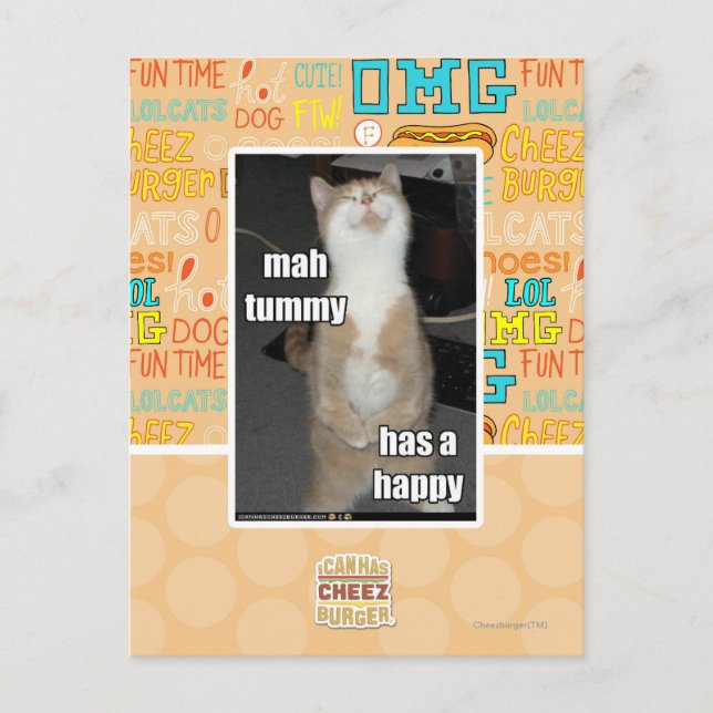 Mah Tummy hat glücklich Postkarte (Vorderseite)