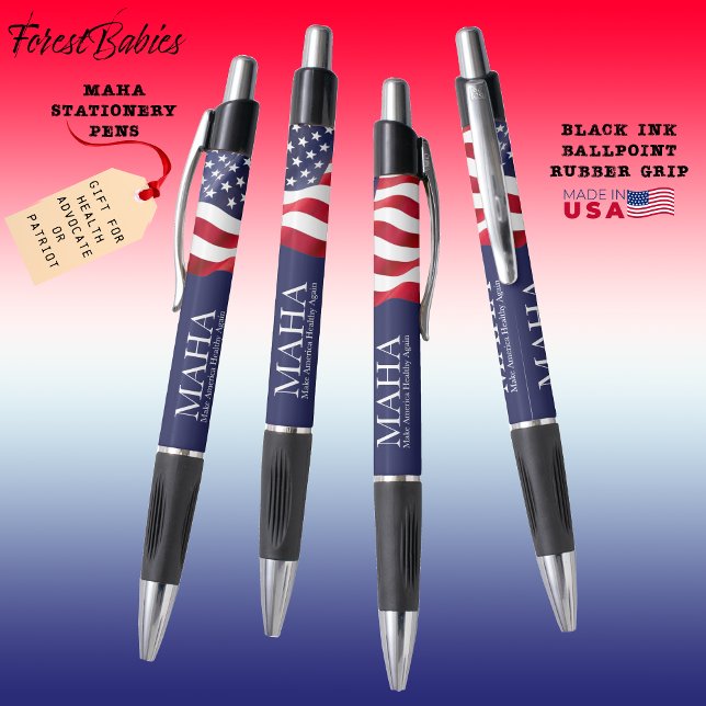 MAHA Make America Healthy Again USA Flag Geschenk  Kugelschreiber (MAHA Make America Healthy Again Patriotic Red White Blue USA Flag Gifting Stationery Ink Pen 🇺🇸)