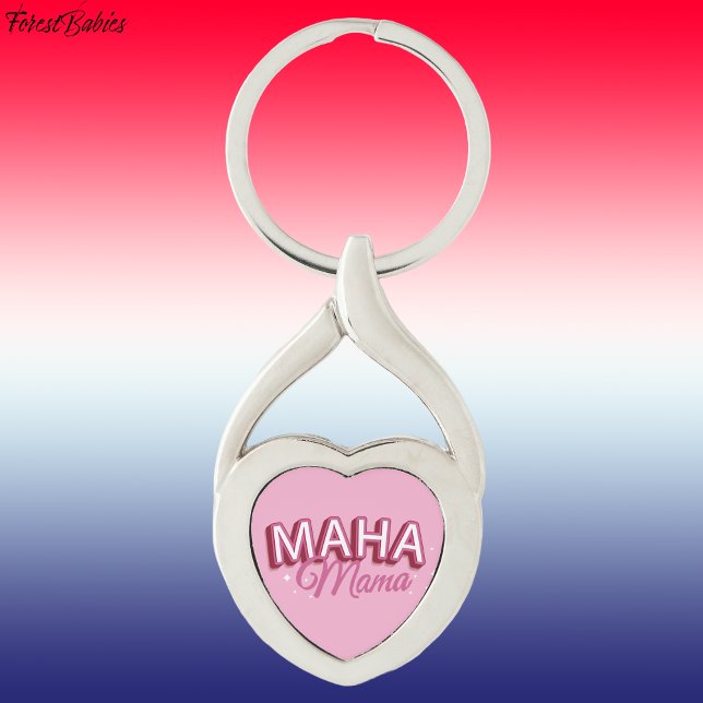 MAHA Mama, Amerika wieder gesund machen 🇺 rosa 🇸 Schlüsselanhänger (Pink heart MAHA Mama, Make America Healthy Again Key Chain)