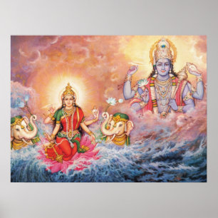 Maha Vishnu und Lakshmi Poster