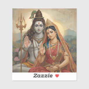 Mahadev & Mata Parvati Malerei Kunst Aufkleber